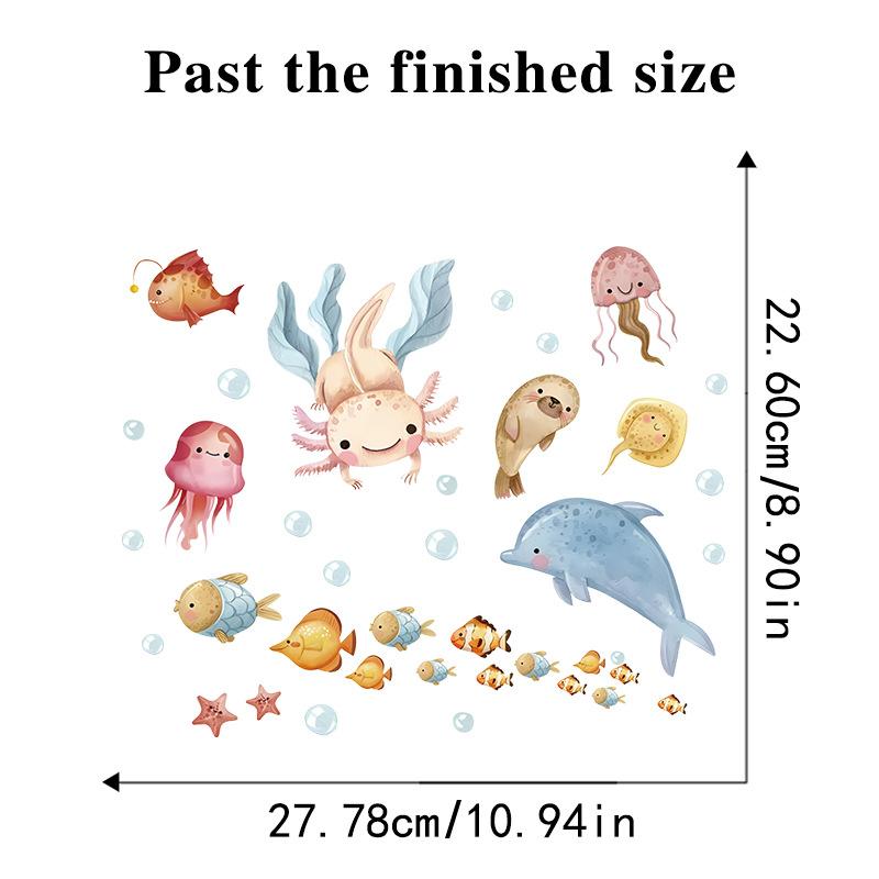 DIY Deep Sea World Animal Wall Stickers for Bathroom Toilet Decor Self Adhesive Stickers