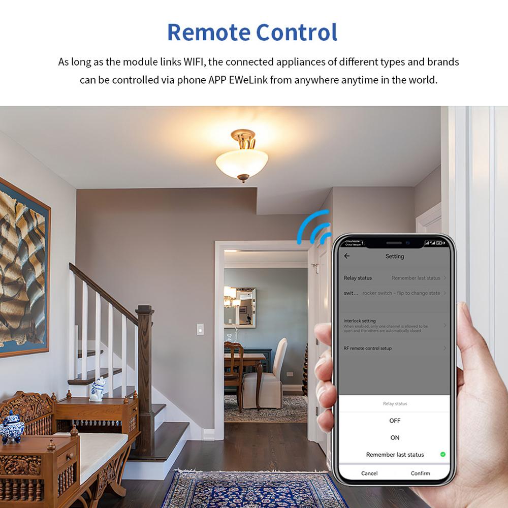 Tuya WIFI Intelligent Circuit Breaker Module Switch RF433 On off Controller Remote Mobilephone APP Control Compatible