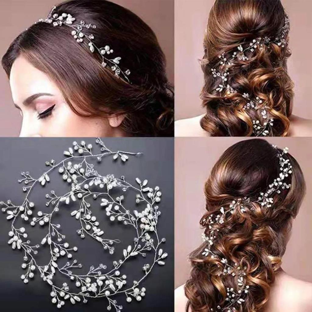 Bridal Headdress Handmade Pearl Hair Vine - 0.5/1.5m Beaded Headband