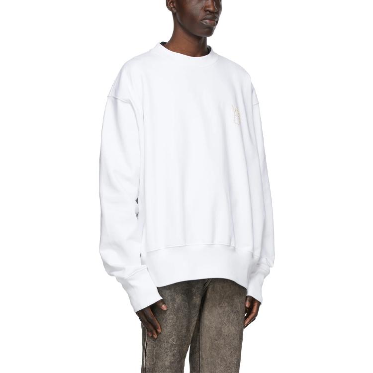 We11done Letter Logo Round Neck Loose Sweatshirt Unisex sweatshirt White WD-TS9-20-131-U-WH