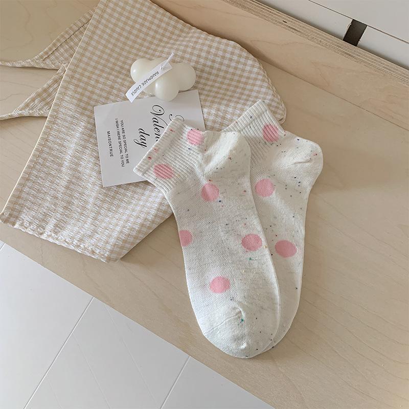Damen Sommer Dünne Sektion Einfache Mode Idee Garn Polka Dot Unsichtbare Bootssocken