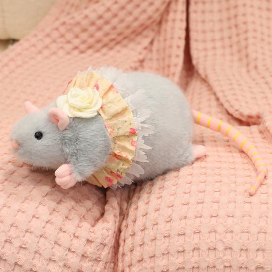 Fare Peluş Oyuncak Yumuşak Dolgulu Hayvan Sevimli Fare Bebek Dantelli Etek Fiyonk Süslemeli Çocuk Odası Masa Dekorasyonu İçin Dekoratif Peluş Fare Hediye