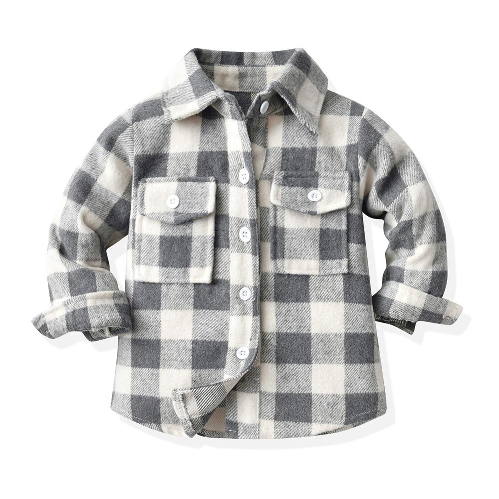 Kinder Baby Plaid Shirt Jacke Casual Revers Langarm Button Up Cardigan Jacke Mantel für Jungen