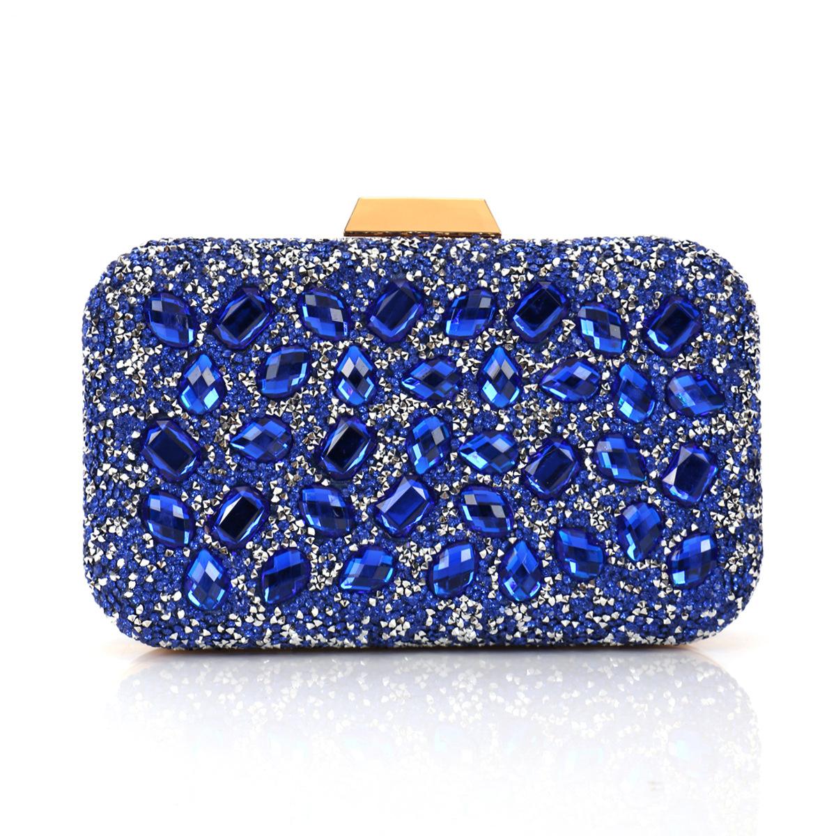 

Diamond Square Bag Ladies Clutch Evening Bag Luxury Acrylic Diamond Dinner Bag Wedding синий