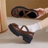 Silver  Platform Pumps  2025 Autumn Bowtie Crossed Straps  Jane Shoes Woman Pu Leather Thick Heeled Jk Shoes