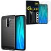Protective Case - BLACK - Xiaomi Redmi Note 8 Pro - Silicone - Carbon Fiber - Anti-slip