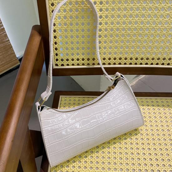 Women Textured Single Shoulder Bag Faux Leather Large Capacity Solid Color Casual