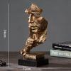Il Silenzio è Oro Personaggio Retrò Resine Statua Scultura Astratta di Volto Umano Decorazione da Scrivania Arredamento Decorazioni per la Casa Vintage