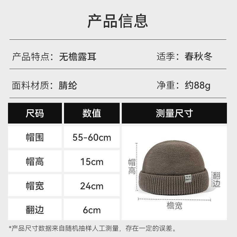 Fashion Versatile Solid Color Cold-proof Melon Skin Knitted Hat Warm Men Yuppie Hip-hop Cold Hat Tide