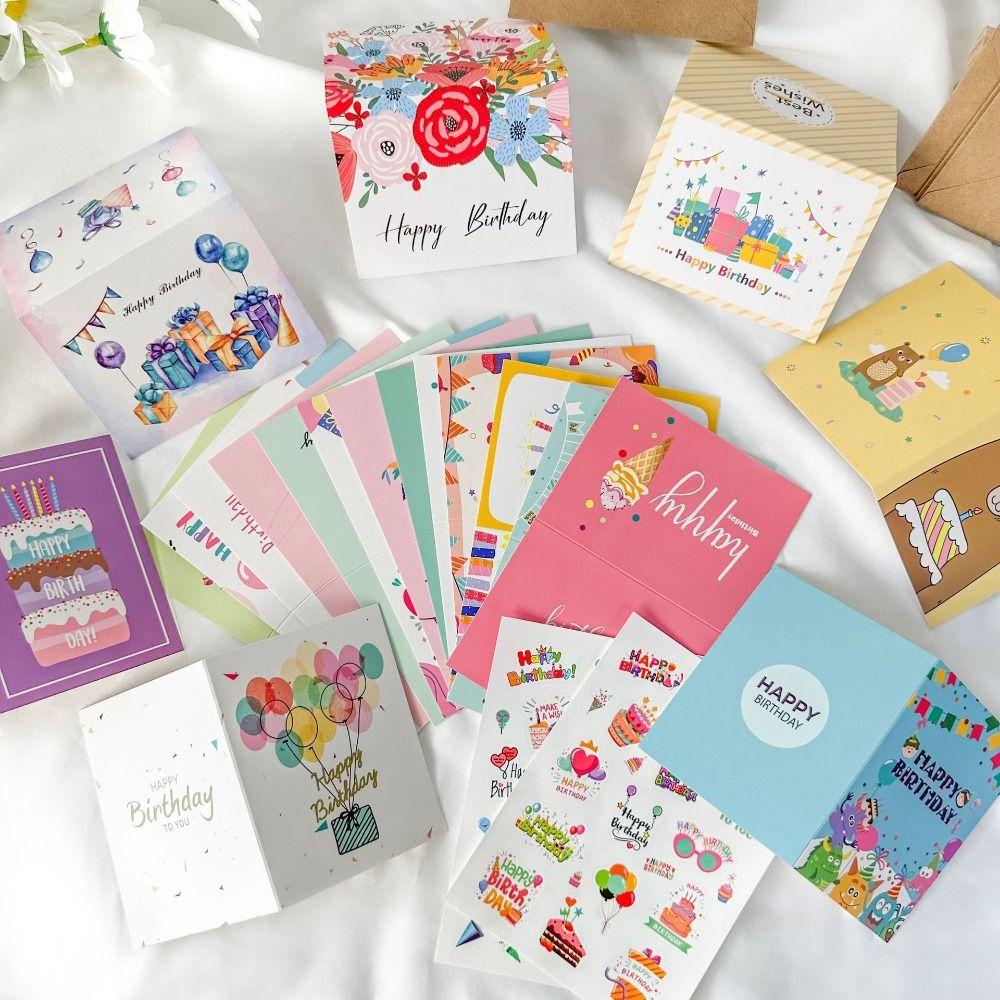 20pcs Combination Set Birthday Greeting Card DIY Message Cards  For Kids Friends Family