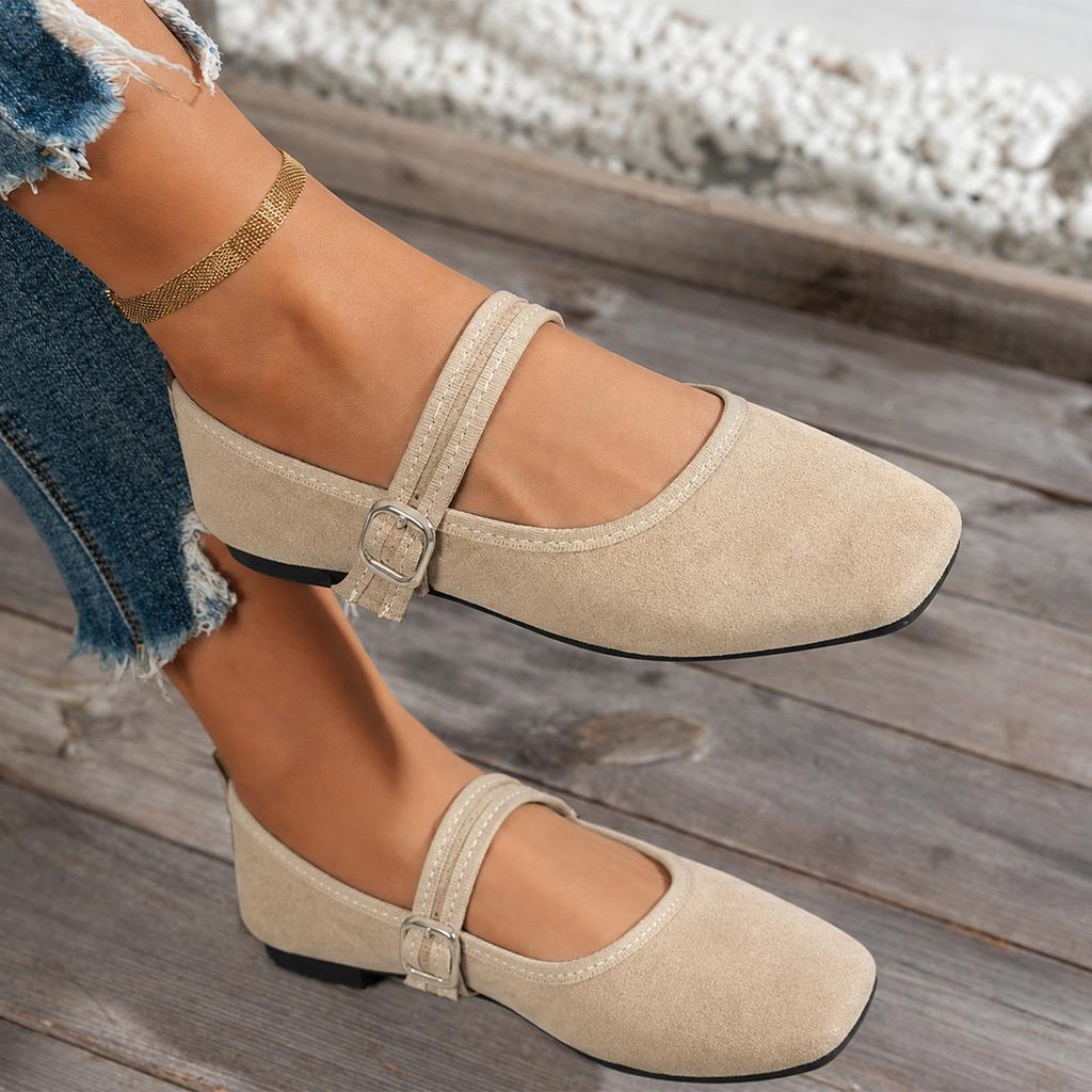 Women's Retro Square Toe Mary Shoes Dress Flats for Casual Daily Wear