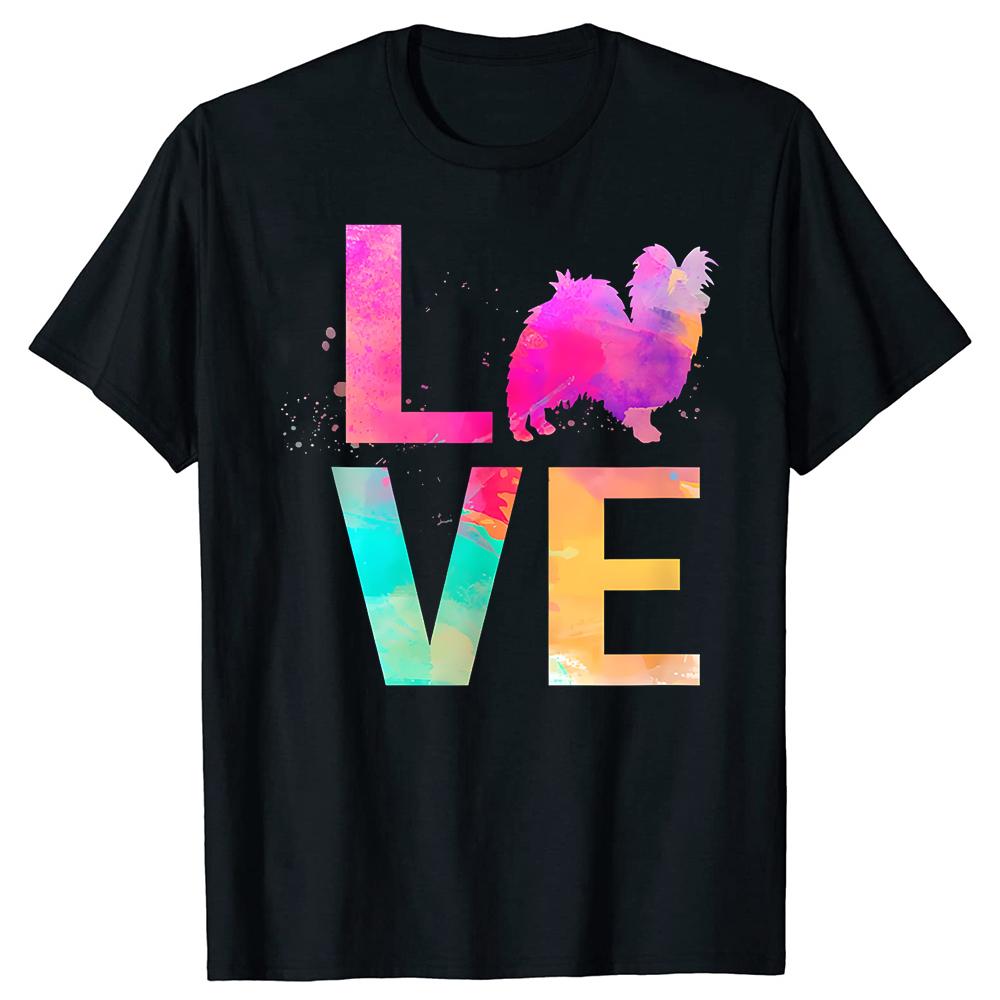 Colorful Papillon Dog Mom TShirt Summer Men Clothing Fashion Vintage Summer Style Cotton Short Sleeve Oversized Tshirt Tops