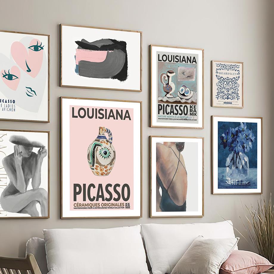 Abstract Fashion Girl Fruits Flower Line Picasso Posters And Prints Wall Art Canvas Painting For Living Room Decorative Pictures