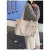 Shoulder Bag Women Canvas  Multi Compartment Zipper Storage Daily