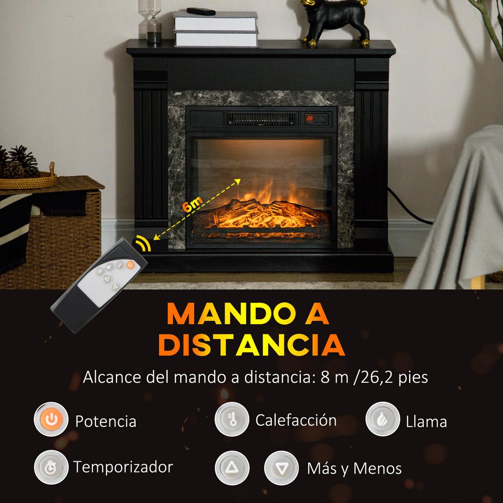 Electric Fireplace 1800W Decorative Fireplace with Flame Effect Remote Control Timer 80x21,6x67,8cm Black