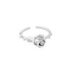 Elegant Korean Style Open Adjustable Ring S925 Pure Silver For Women With Geometric Design