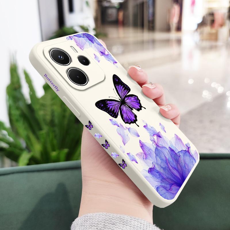 Purple Butterfly Phone Case For Xiaomi Redmi Note 14 13 12 12S 11 11S 10 10S Pro Plus 15 15C 14C 4G 5G Silicone Cover