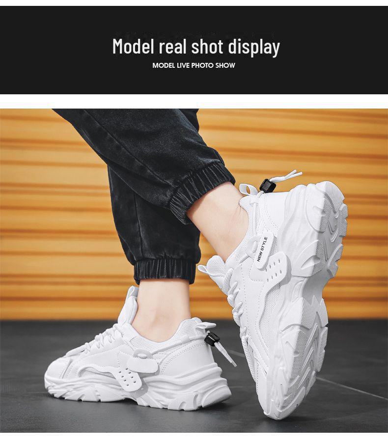 2024 Men's Breathable Black Mesh Sports Shoes with Thick Sole - Casual, Heightened, Safety Work Design