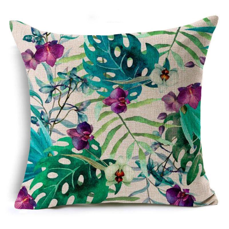 New Flax Tropical Flower Plant Flamingo Hibiscus Flower Pillowcase Cushion Cover