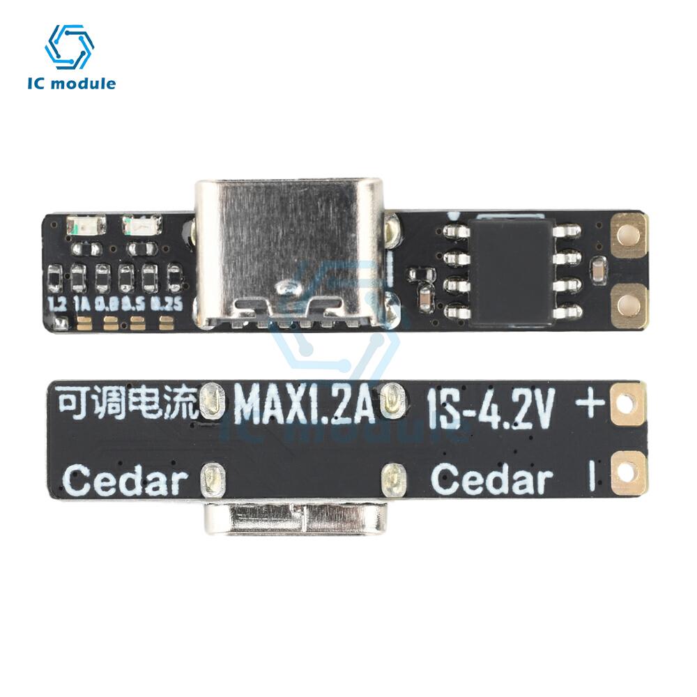 DC 3,7V Mini-Li-Ionen-Akku-Ladeplatine Ultra-Schmal Ultra-Kleines Lademodul 1A/1,2A 4,2V Ladermodul Typ-C-Schnittstelle