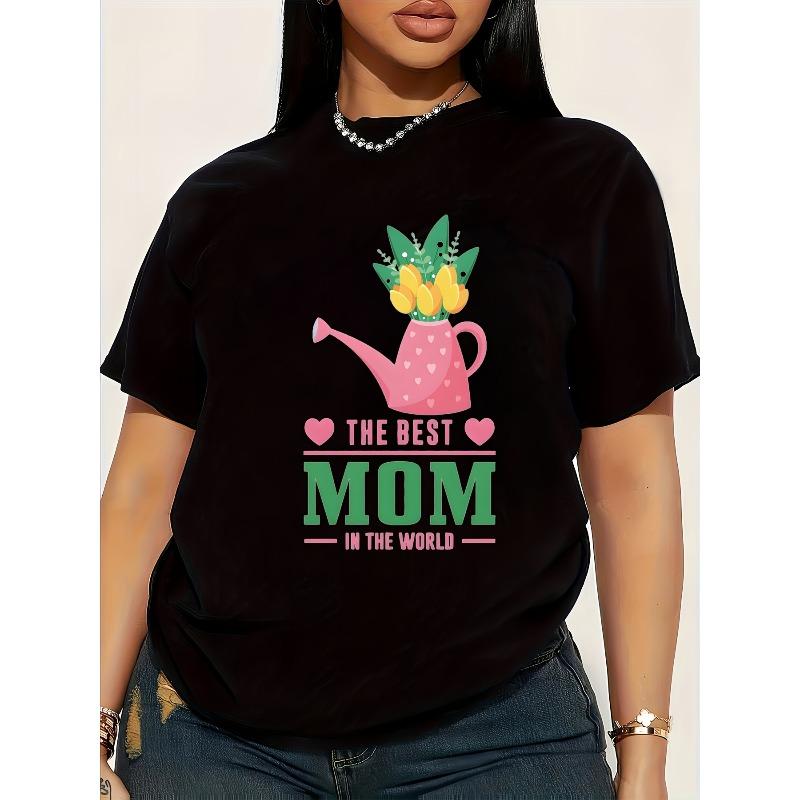 

Men s And Women s Pink T-Shirt Featuring a Watering Can Adorned with Yellow Flowers And Green Leaves, Celebrating The Best Mom in The World. 4XL чорний