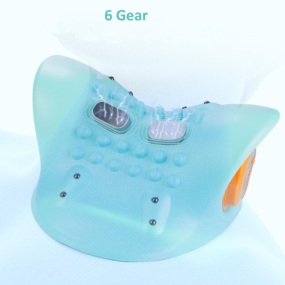 Electric Neck Cervical Massager Head Pillow Neck Traction Vibration Kneading Massage Pillow Ergonomic Neck Support Stretcher