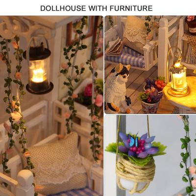 Miniature with Furniture DIY Wooden Kit Mini House Gifts for Kids