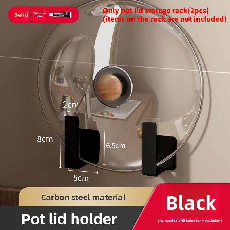 Kitchen Wall Mount Pot Lid And Cutting Board Rack With Steel Material For Space Saving