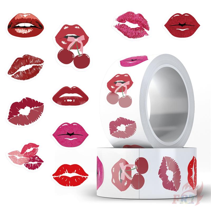500Pcs/Roll Blazing Red Lips Kids Rewards Stickers - DIY Scrapbooks Album Decor Sealing Label Decals