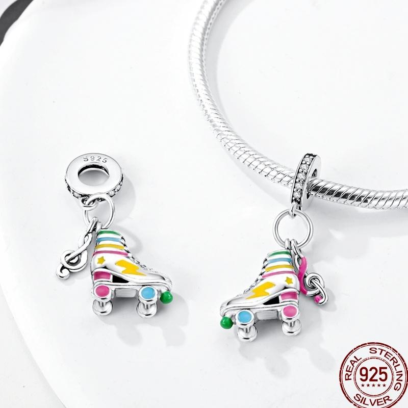 Copper Colored Zircon Rainbow Unicorn Mermaid Flower Charm Beads Suitable For 3Mm Original Bracelet