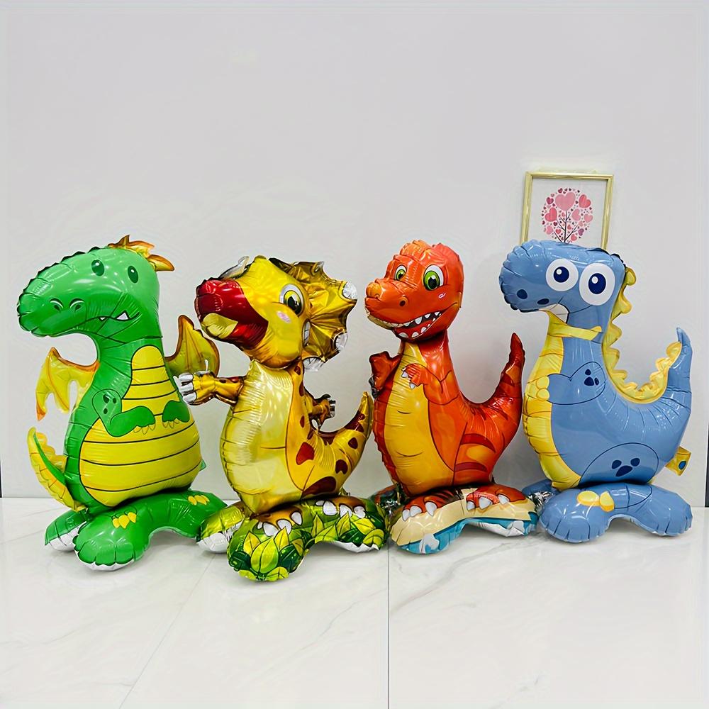 4-Pack Standing Dinosaur Balloons, Small Dinosaur Foil Balloons, Suitable for Dinosaur Parties, Themed Parties, and Animal-Themed Party Decorations Other