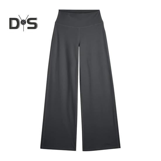 Dámské rozšířené kalhoty s elastickým vysokým pasem, jednobarevné rovné kalhoty, jednobarevné rovné kalhoty na jógu s kontrolou bříška