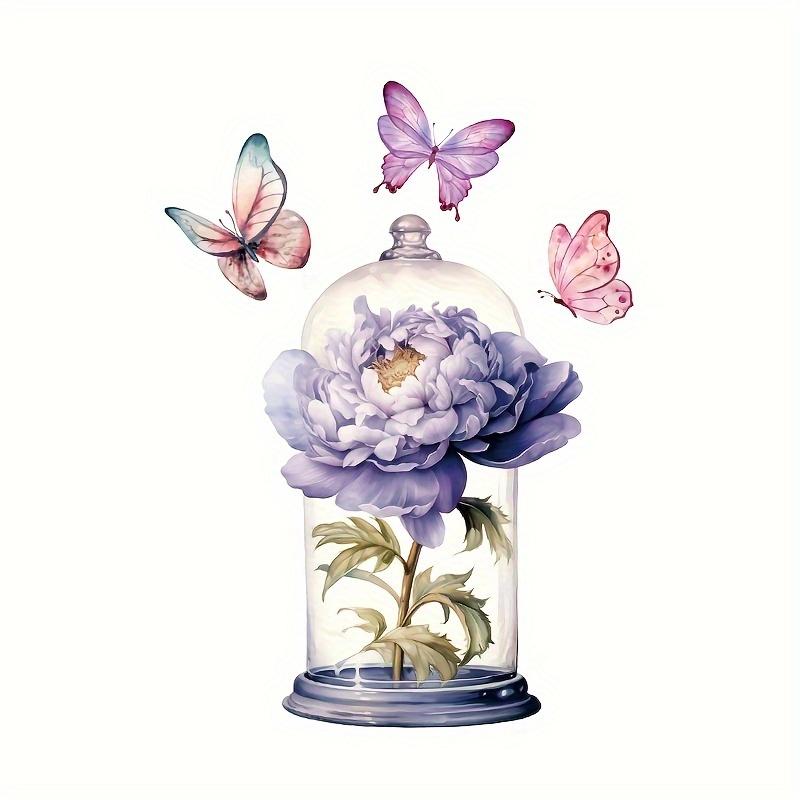 

Окрашенные романтические фиолетовые бутылки, цветы, бабочки, наклейки на стену, домашний декор, теплая гостиная, спальня, фон, украшение, художественные обои