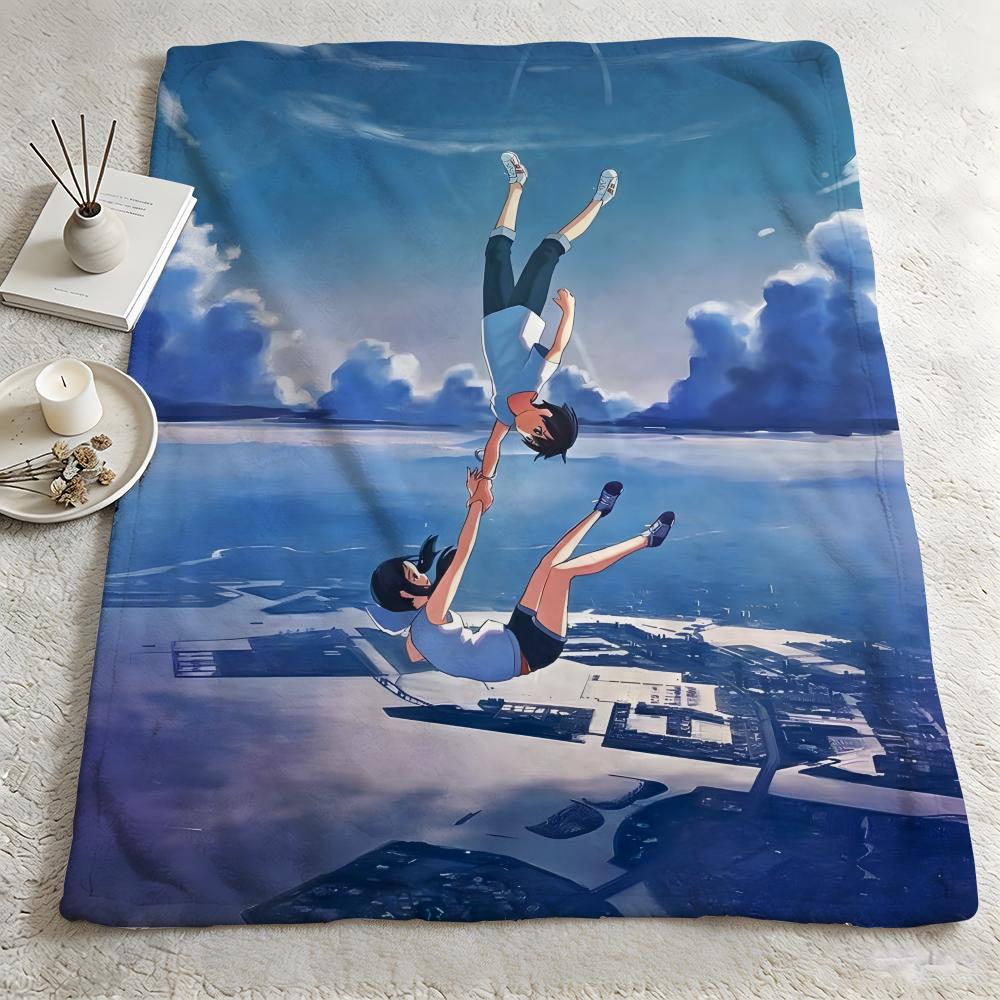 Anime W-Weathering with You-u Throw Warm Soft Flannel Blanket, Multi-use for Sofa Bed Camping Travel Nap