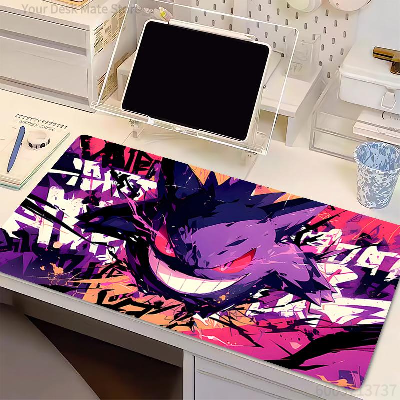 Large Mouse Pad P-Pokemon Gengar Carpet Laptop Gamer Keyboard Mat HD Print Mousepad Edge White Tassel Natural Rubber Table Mat