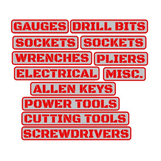 12Pcs Magnetic Toolbox Labels Reusable 3D Printed Tool Box Organize Accessories for Steel Toolboxes Carts Drawers Cabinets DIY Garage Organization