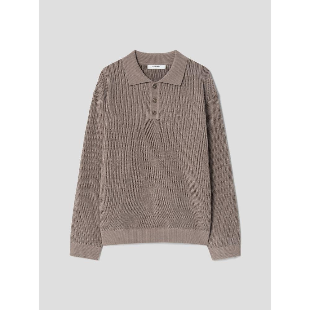 8Seconds Chenille Yarn Contrast Collar Knit Pullover Beige Beige/M