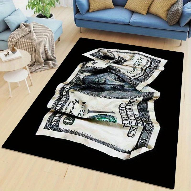 Luxurious Money Pattern Rug Floor Mat for Living Room Bedroom Kitchen Bathroom Black with Home Decor Carpet Rugs for Living Room