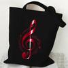 Music Heartbeat Printed Canvas Bag Shoulder Bag Folding Bag Handheld Shopping Bag Large Capacity Durable Eco Friendly Bag