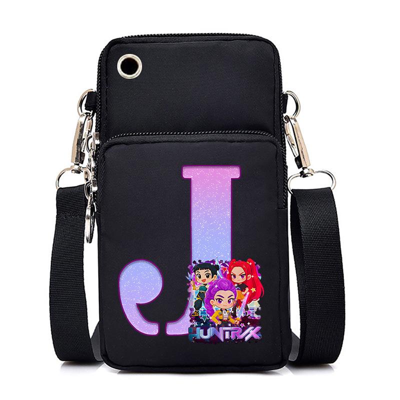 Anime Cartoon Peripheral 26 Letters Mobile Phone Bag Multi-Function Vertical Square Black Messenger Bag