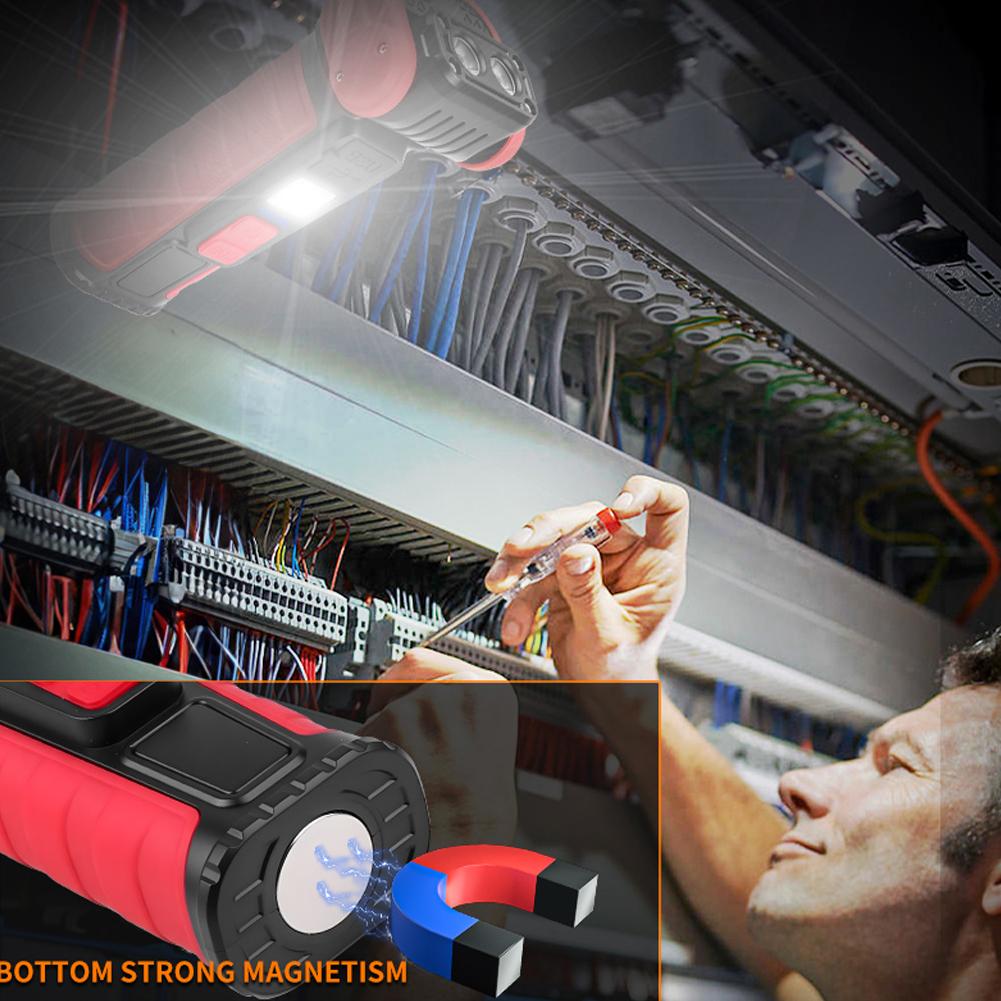 High Power Portable Flashlight Multifunctional Work Light with Clip Super Bright Pocket Torch Light LED Magnetic Mini Keychain