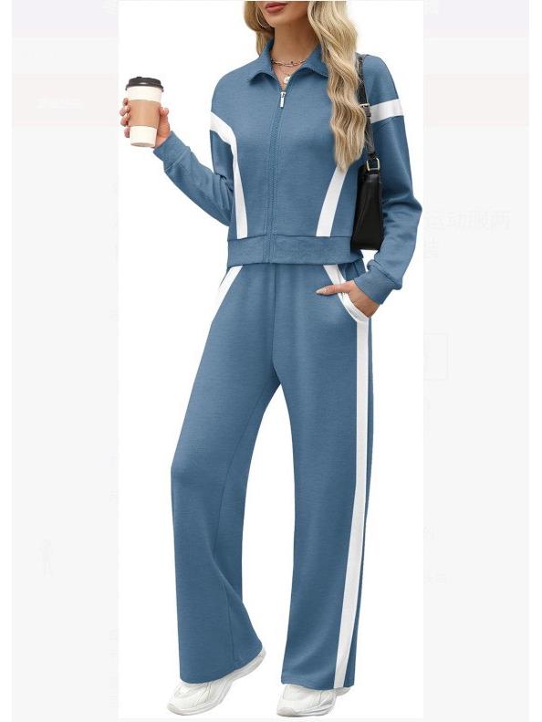 2025 Women's Casual Sportswear Set: Cardigan Top & Wide-Leg Pants
