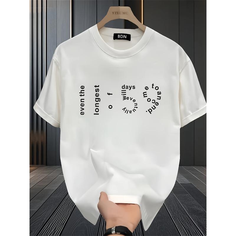 

European sizes Men S Summer Heavy Short-Sleeve T-Shirt with Trendy Prints, Versatile Korean And Japanese Style 4XL білий