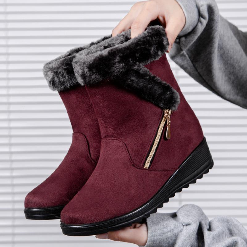 Zimní dámské teplé boty Boční řetízek Vysoké kotníkové Středně vysoké sněhule Protiskluzové Módní bavlněné boty Pohodlné Boty s rovnou podrážkou Velká velikost