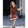 Demana Monet Rose Retro Tiered Lace Tie-Waist Midi Dress