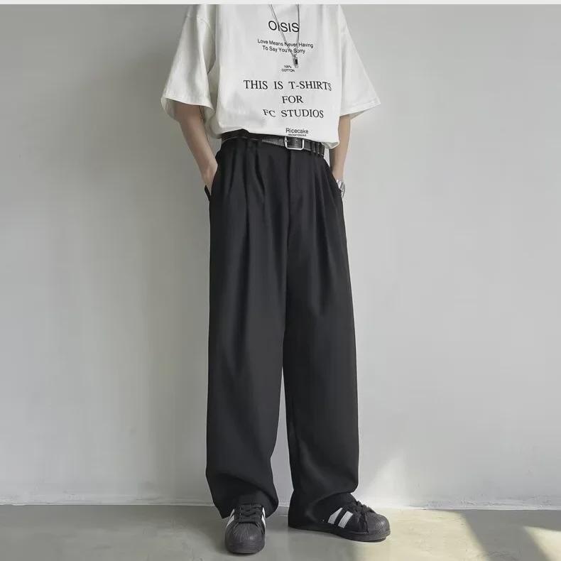 Spring/Summer Retro Loose Straight Coffee Casual Pants for Men