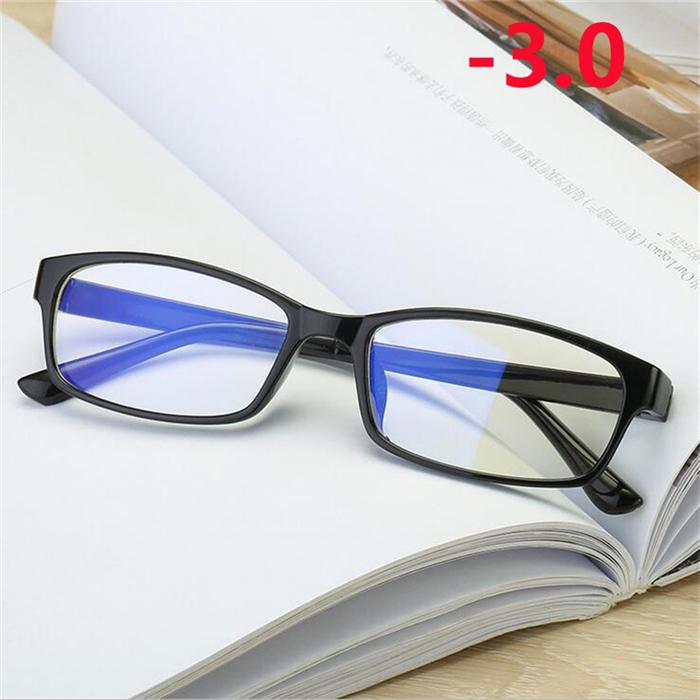 Black Frame Anti-Blu-Ray Square Nearsighted Eyeglasses Women Men Plastic Minus Degree Prescription Glasses -0.5 -1.0 To -6.0