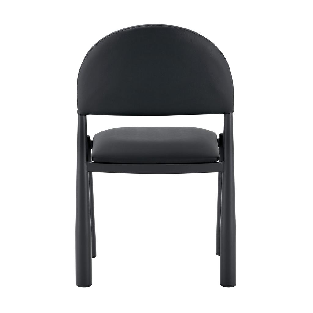 Set of 2 Modern Dining Chairs, Upholstered Chair with Semi-Circular Backrest, PU Leather & Metal Legs, Chairs Only Included, No Table, 80cm High