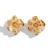 KunJoe Luxury Punk Gold Color Big Flower Stud Earrings for Women Exaggerated Multi Layer Petal Piercing Earrings Wedding Jewelry