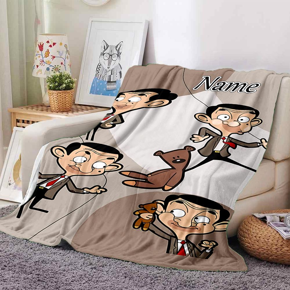 Custom Name Mr. Bean's Adventure Blanket for Couch & Bed, Plush Cozy Fuzzy Blanket Super Soft & Warm Blankets for Fall and Winter. 0908321